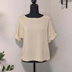 Gianna‎ Bellini Vintage Beige Short Sleeve Blouse